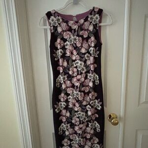 White House Black Market Black and Pink Sheath Midi Dress - Reversible to purple